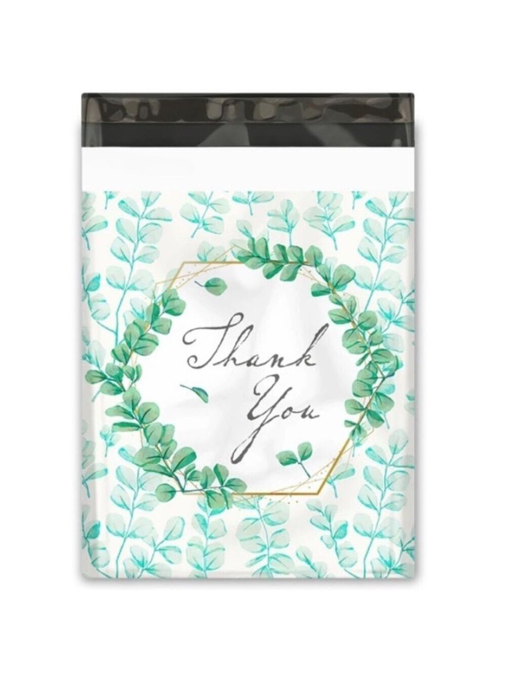 25 10X13 Poly Mailers Green Laurel Thank You Flat Shipping Envelopes - Picture 3 of 12